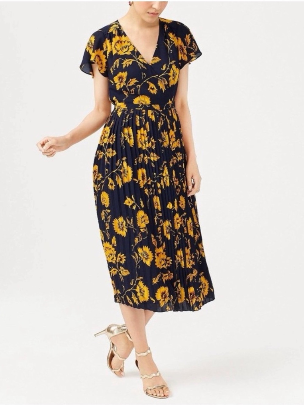 J. Crew Factory pleated sunflower dress, 10